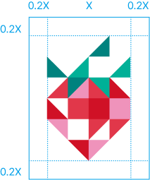 심벌마크 사용 규정 : 세로폭 기준(X)좌상 0.2X 우하 0.2X
